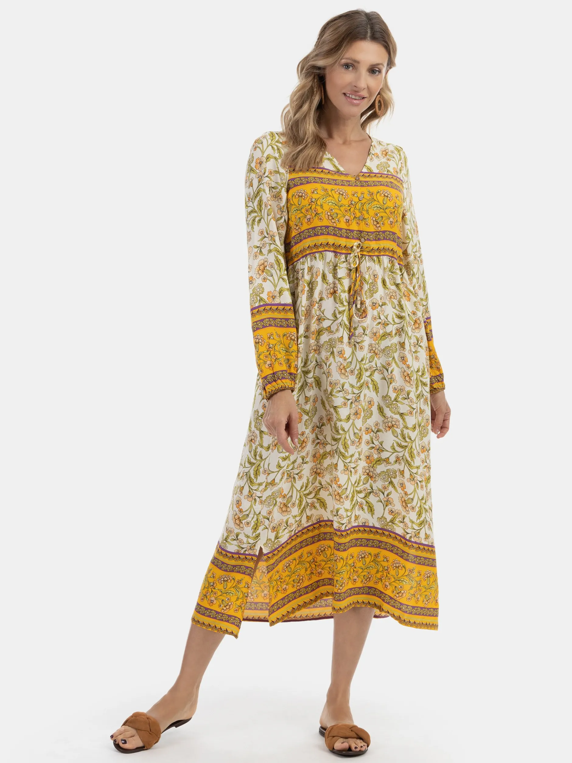 Usha Damen Sommerkleid in mehrfarbig - Länge: mittel