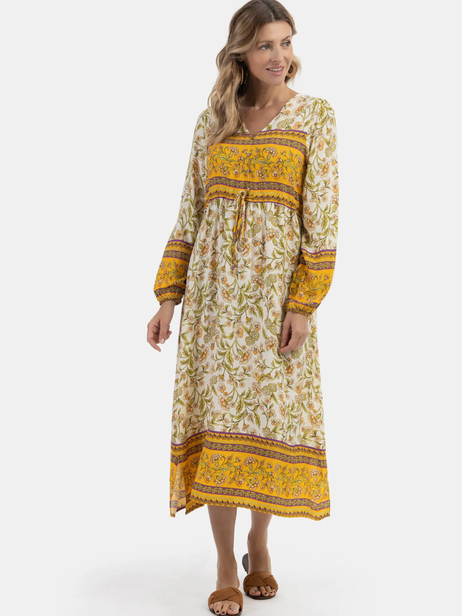 Usha Damen Sommerkleid in mehrfarbig - Länge: mittel
