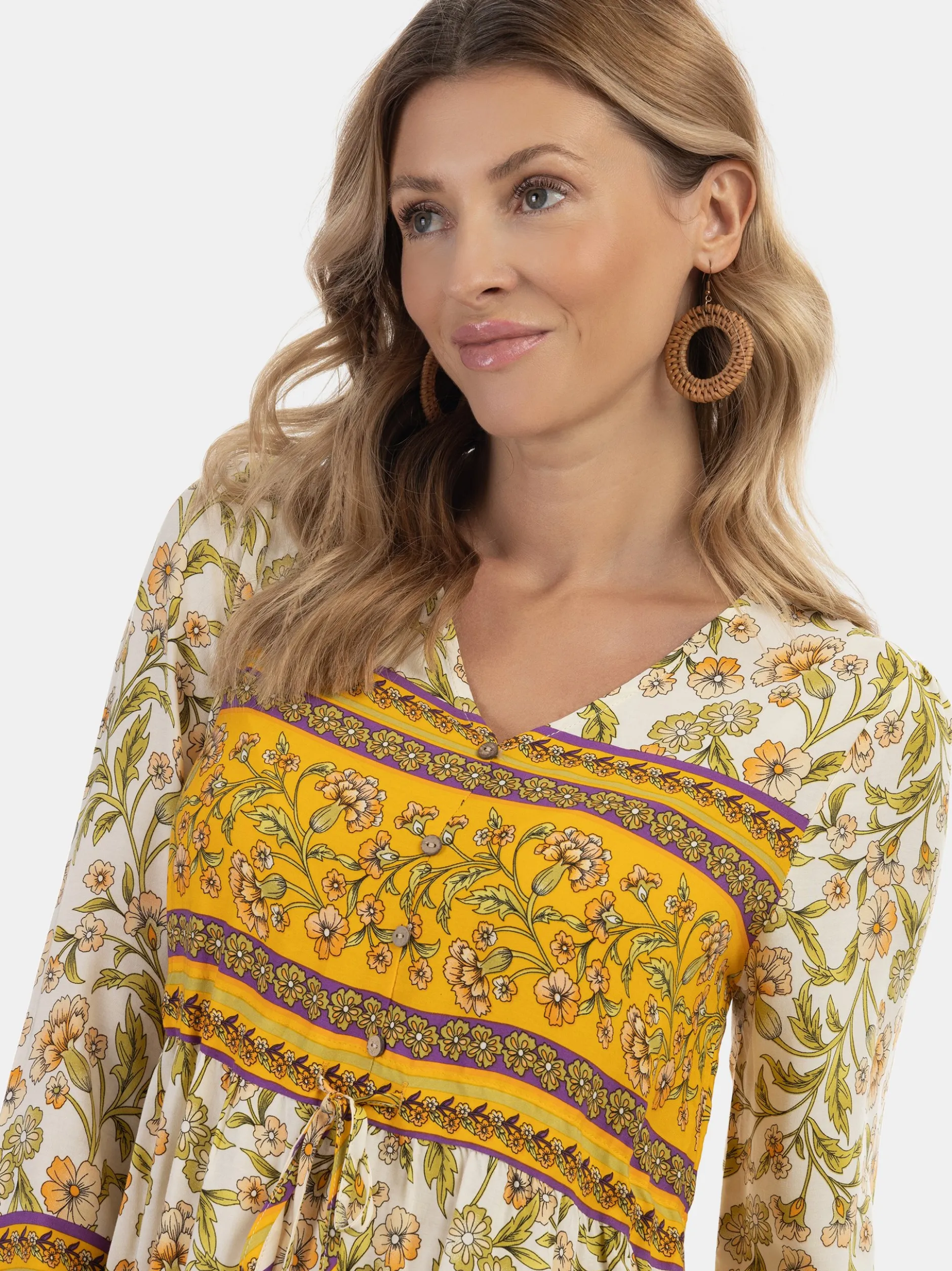 Usha Damen Sommerkleid in mehrfarbig - Länge: mittel