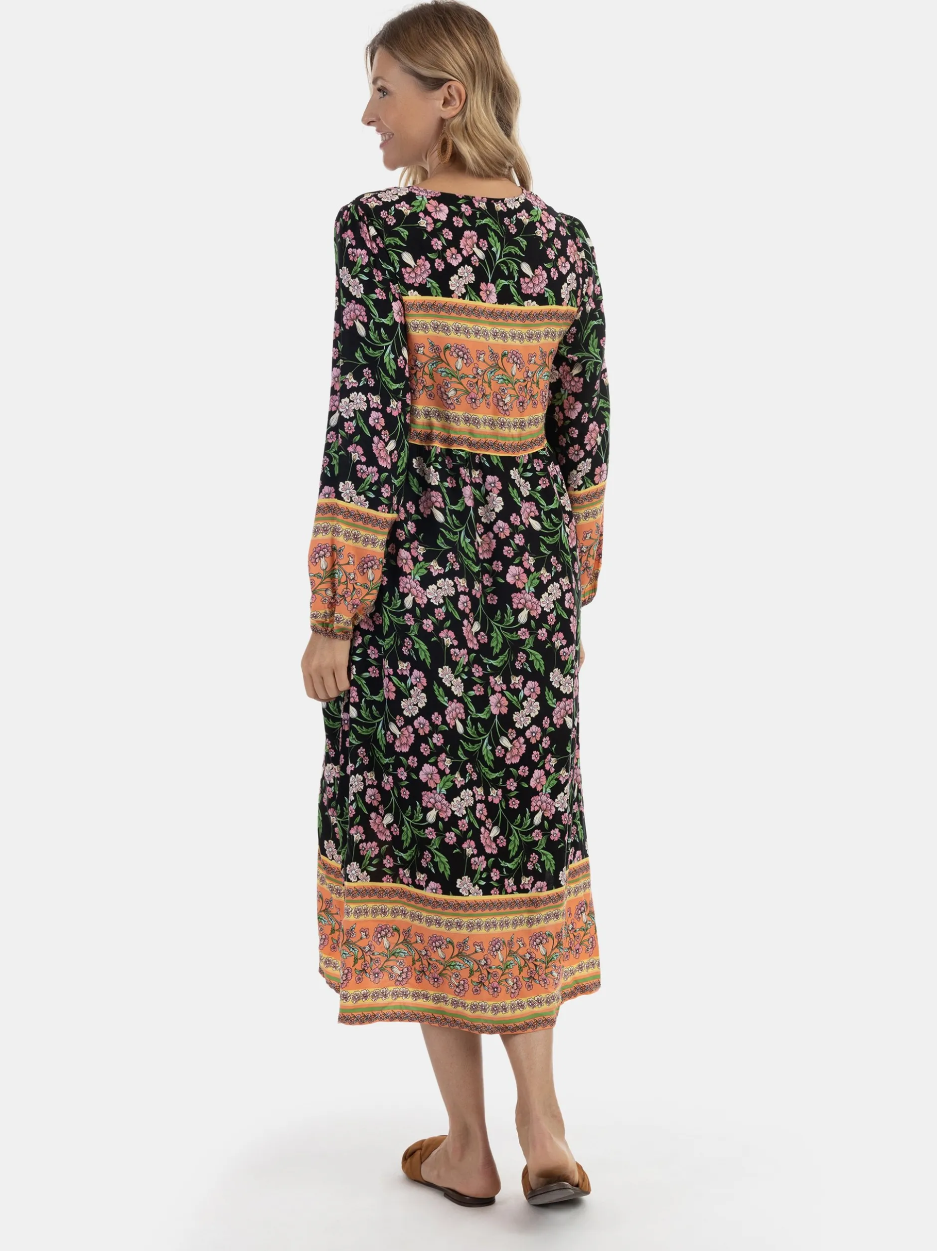 Usha Damen Sommerkleid in mehrfarbig - Länge: mittel