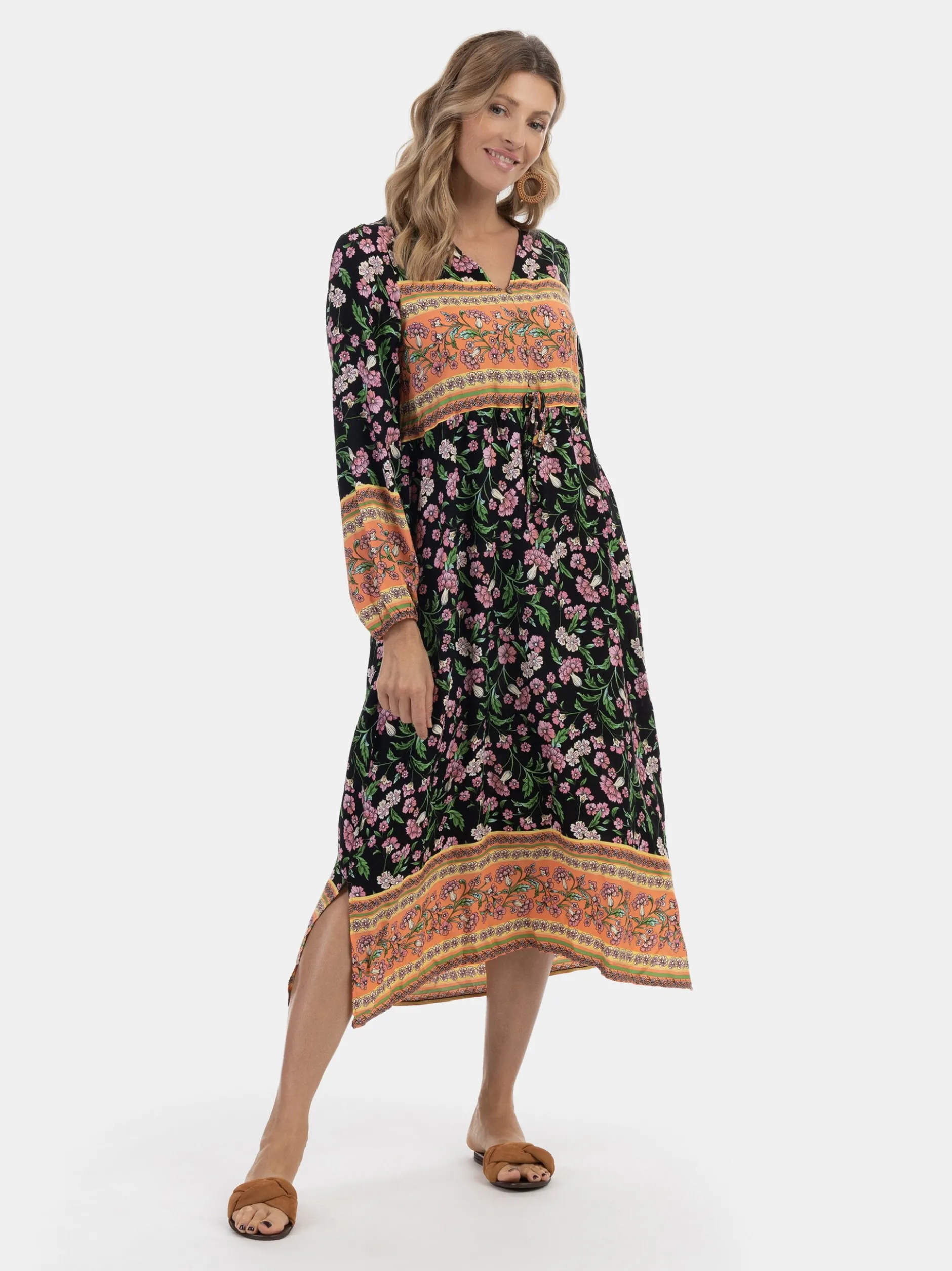 Usha Damen Sommerkleid in mehrfarbig - Länge: mittel