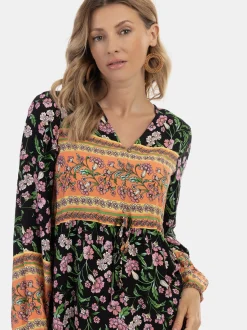 Usha Damen Sommerkleid in mehrfarbig - Länge: mittel