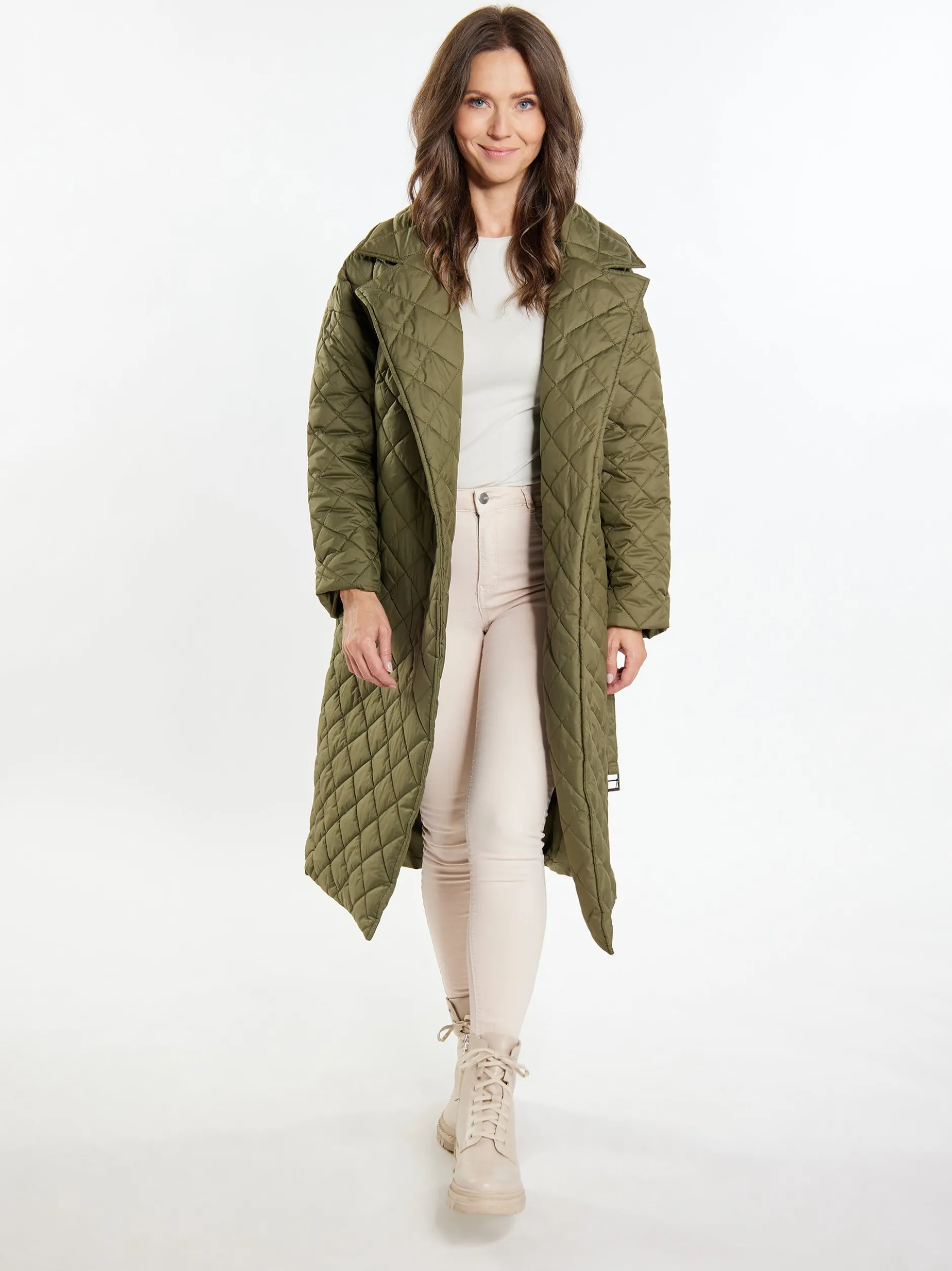 Usha Damen Steppmantel in oliv