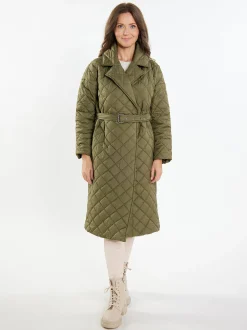 Usha Damen Steppmantel in oliv