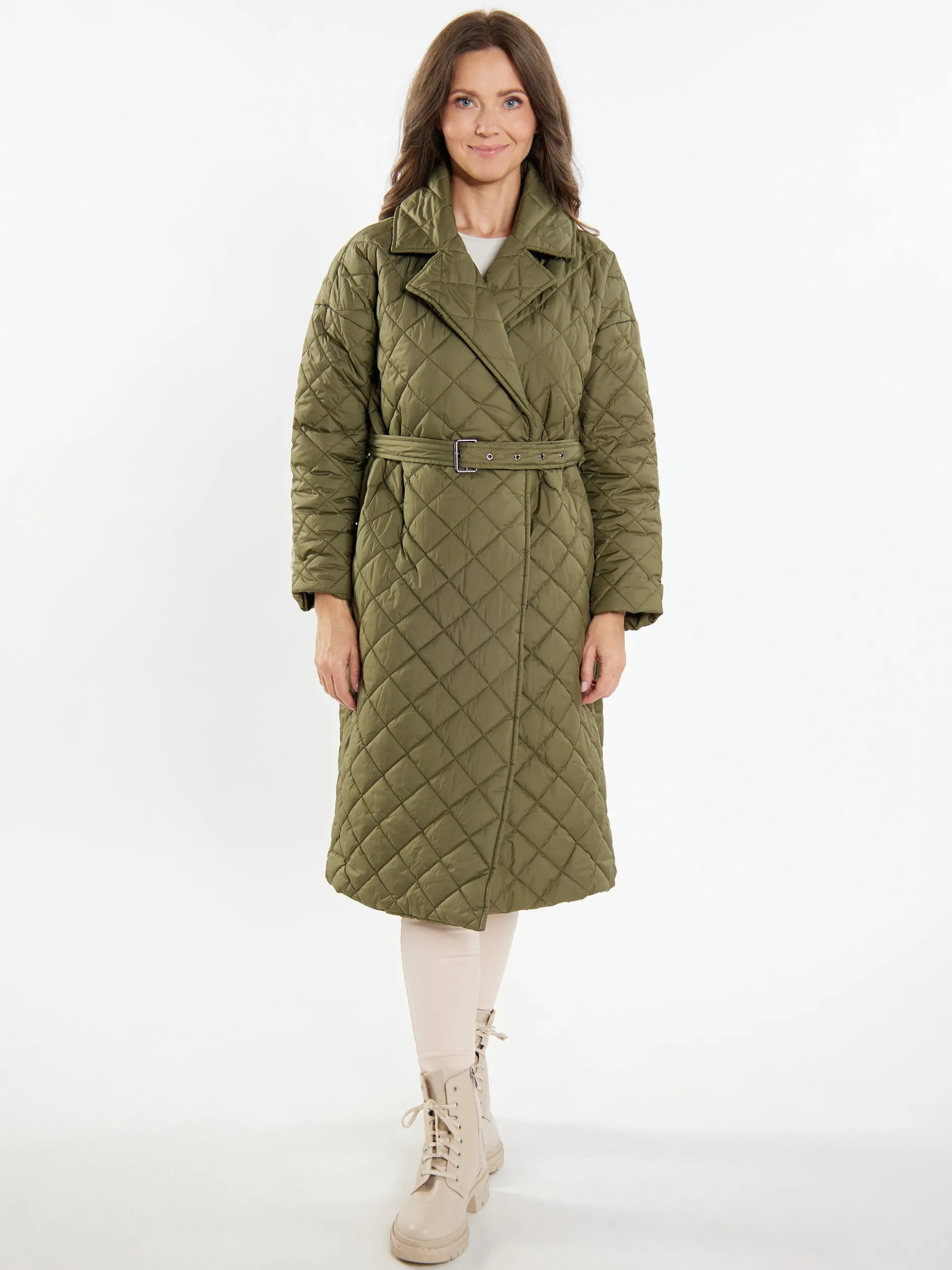 Usha Damen Steppmantel in oliv