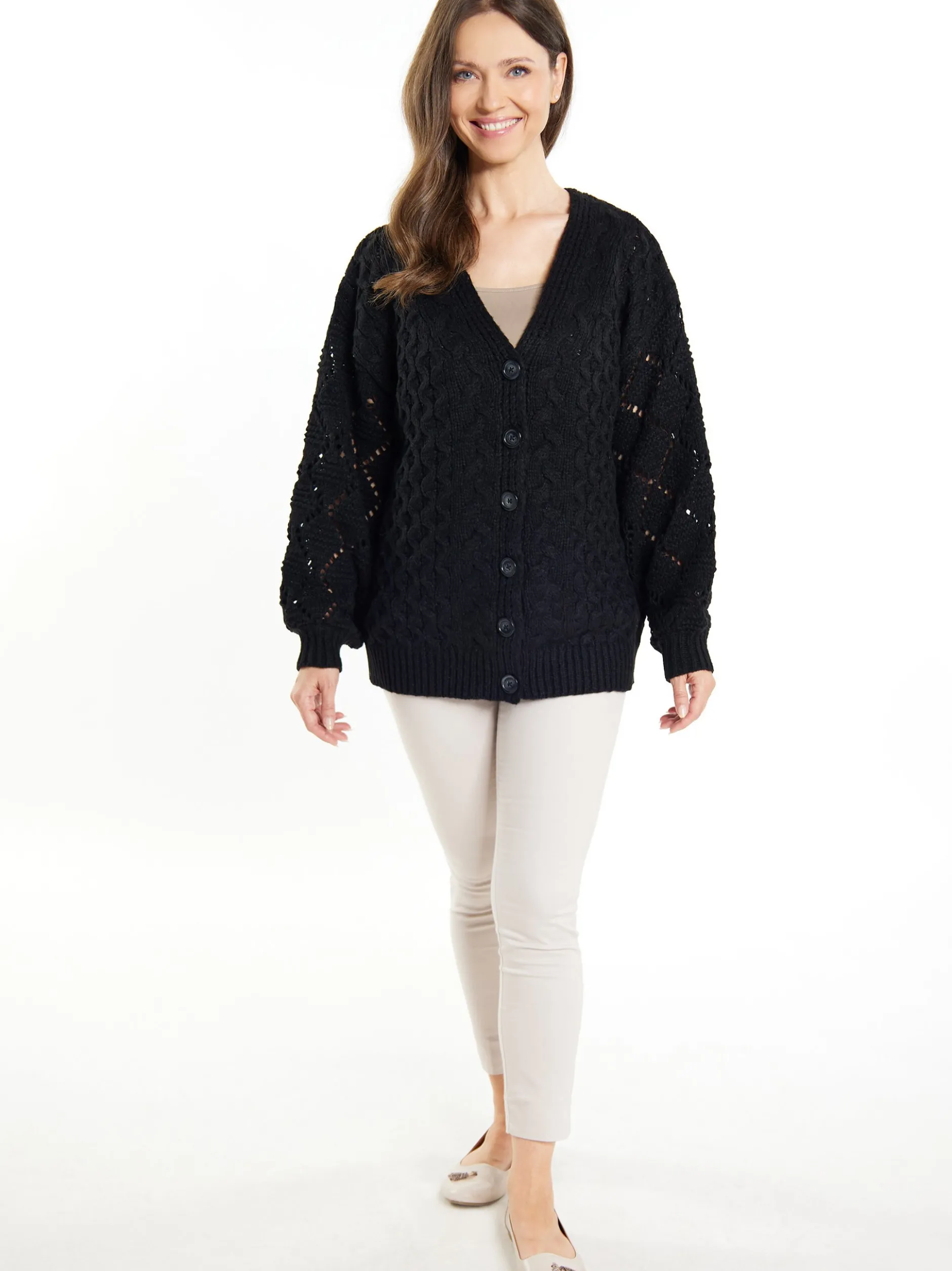 Usha Damen Strickcardigan in schwarz