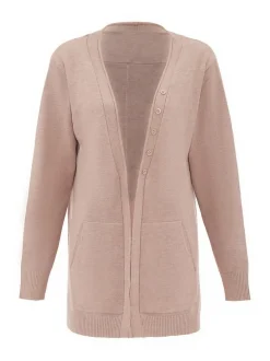 Usha Damen Strickjacke in beige - Ausschnitt: Rundhals