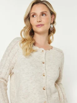 Usha Damen Strickjacke in beige - Ausschnitt: Rundhals