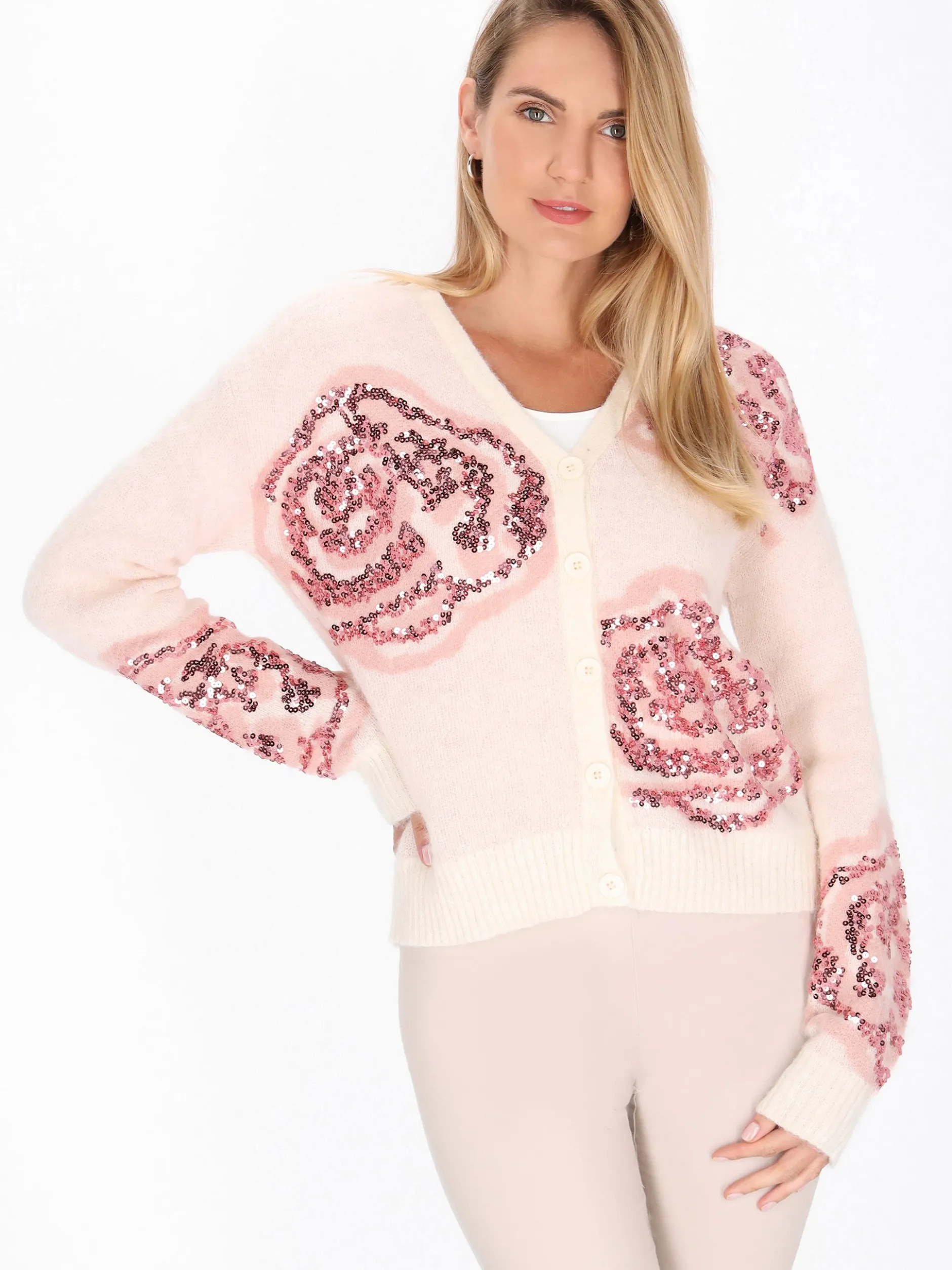 Usha Damen Strickjacke in beige