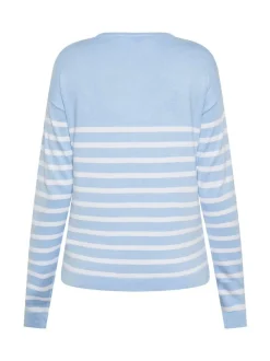 Usha Damen Strickjacke in blau - Ausschnitt: Rundhals