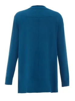 Usha Damen Strickjacke in blau - Ausschnitt: Rundhals
