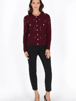 Usha Damen Strickjacke in bordeaux