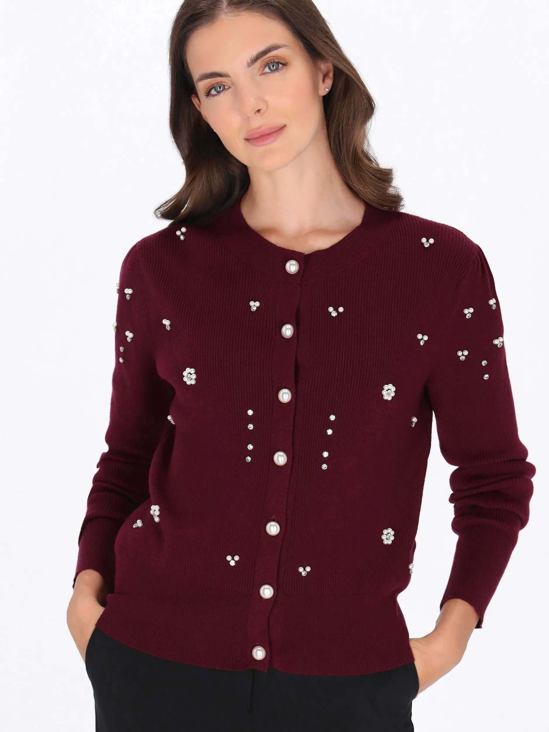 Usha Damen Strickjacke in bordeaux