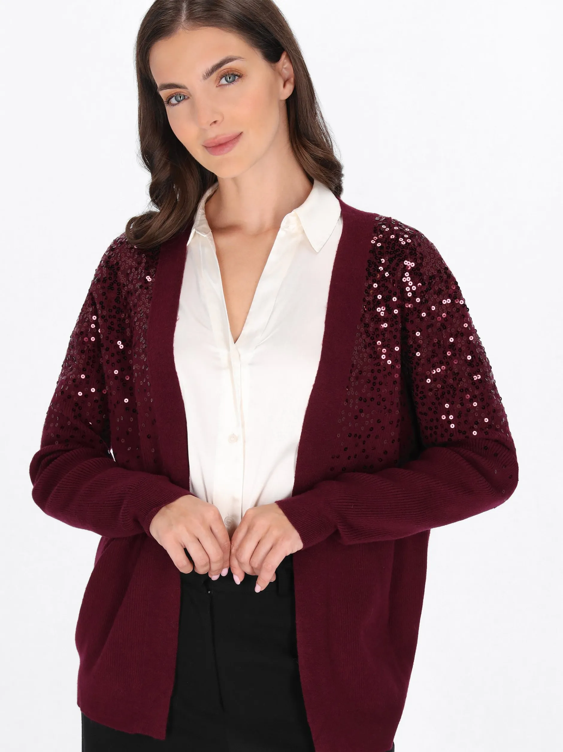 Usha Damen Strickjacke in bordeaux
