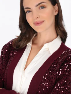 Usha Damen Strickjacke in bordeaux