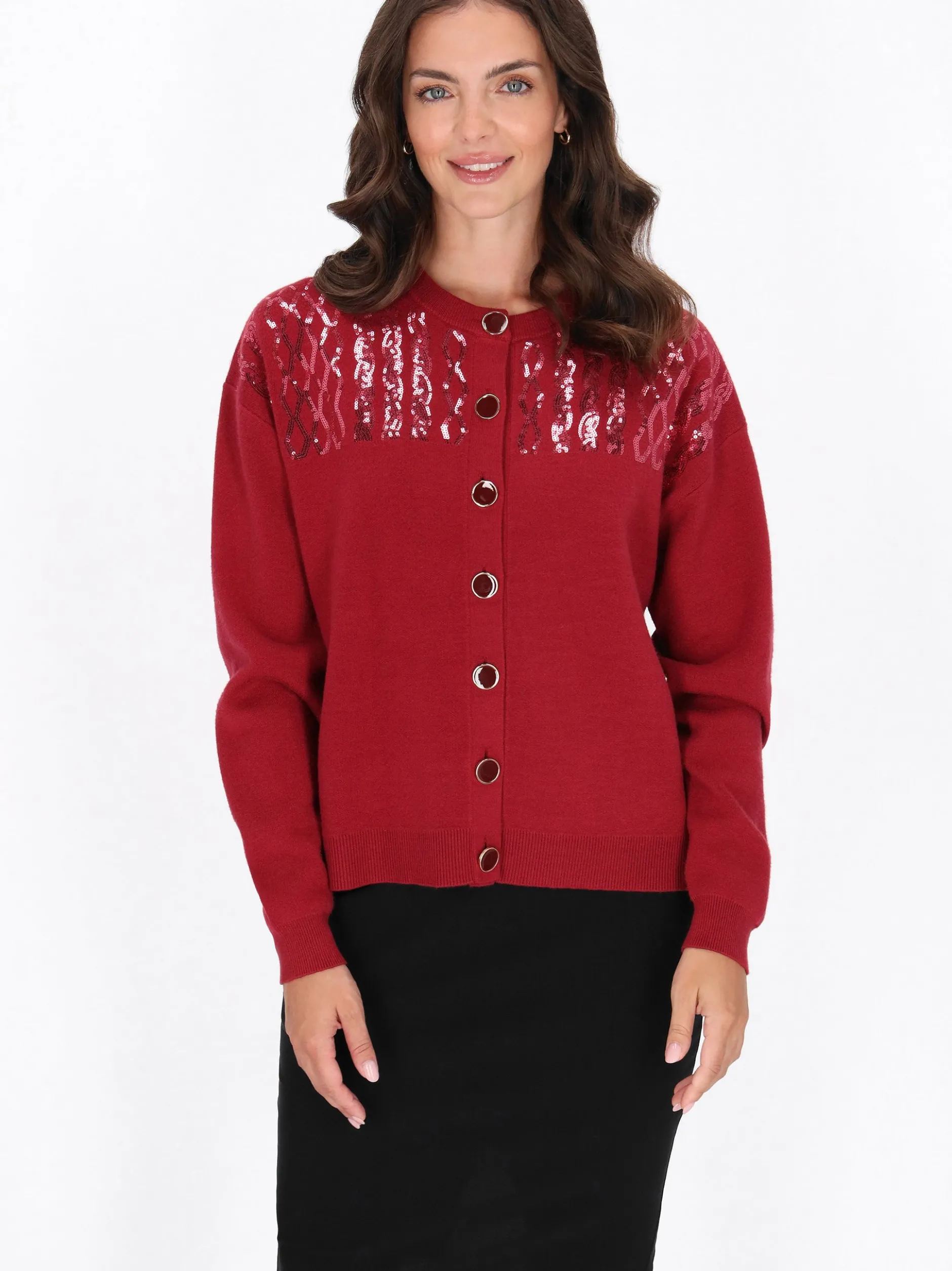 Usha Damen Strickjacke in bordeaux