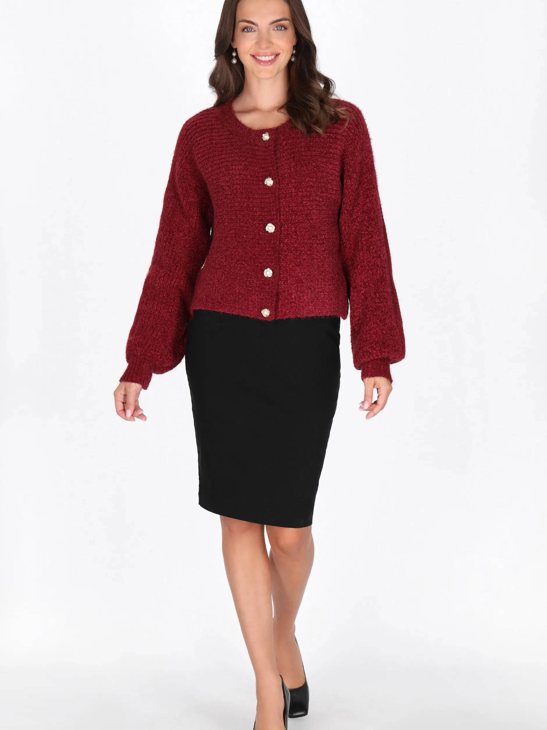 Usha Damen Strickjacke in bordeaux