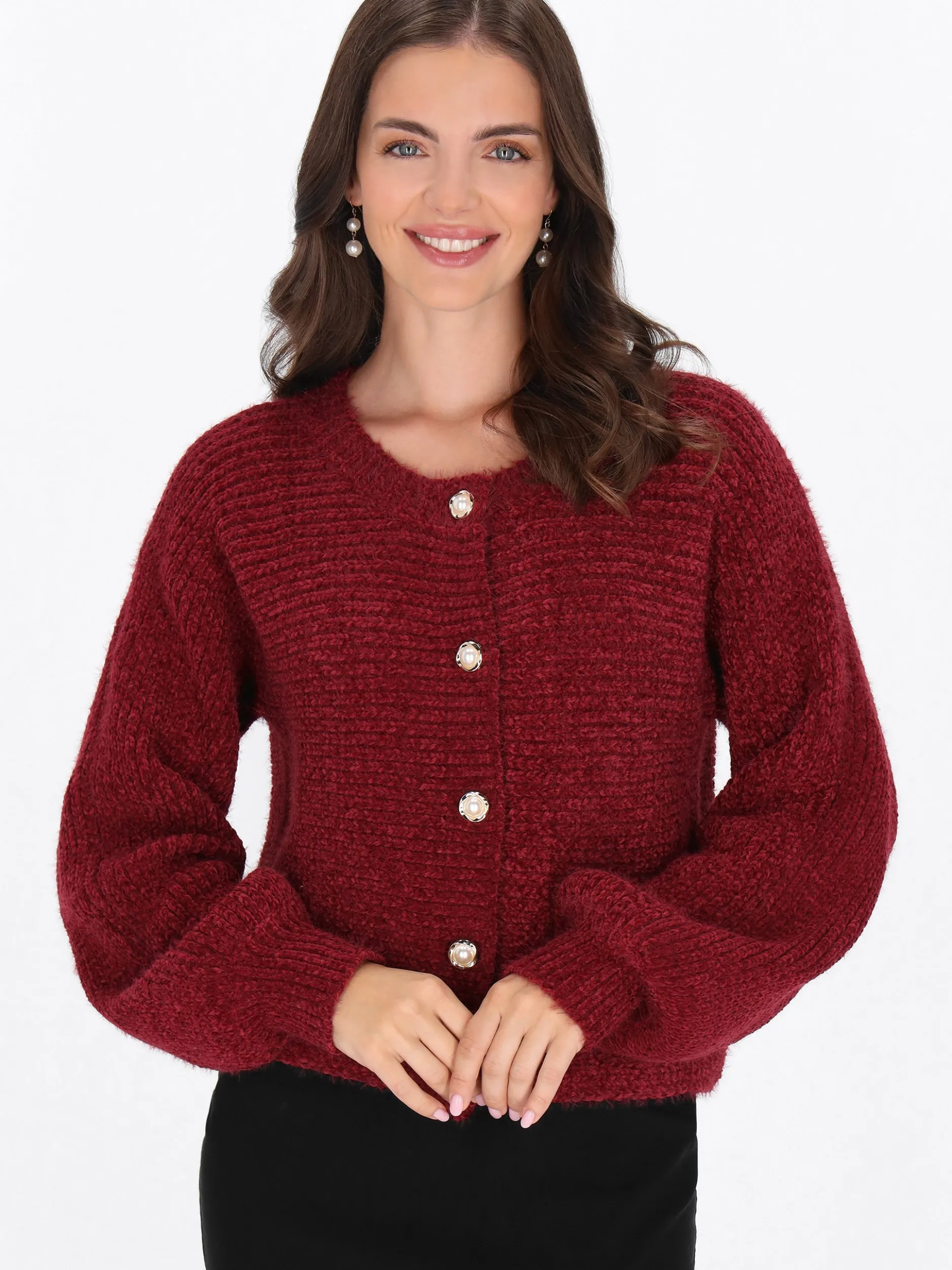 Usha Damen Strickjacke in bordeaux