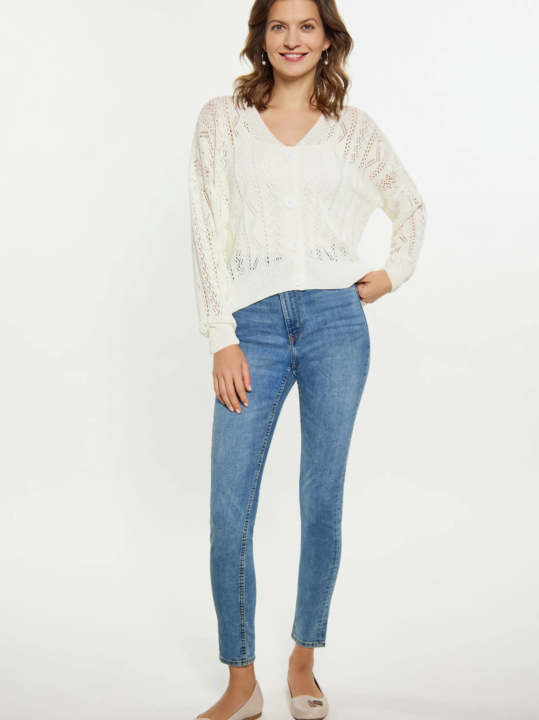 Usha Damen Strickjacke in ecru