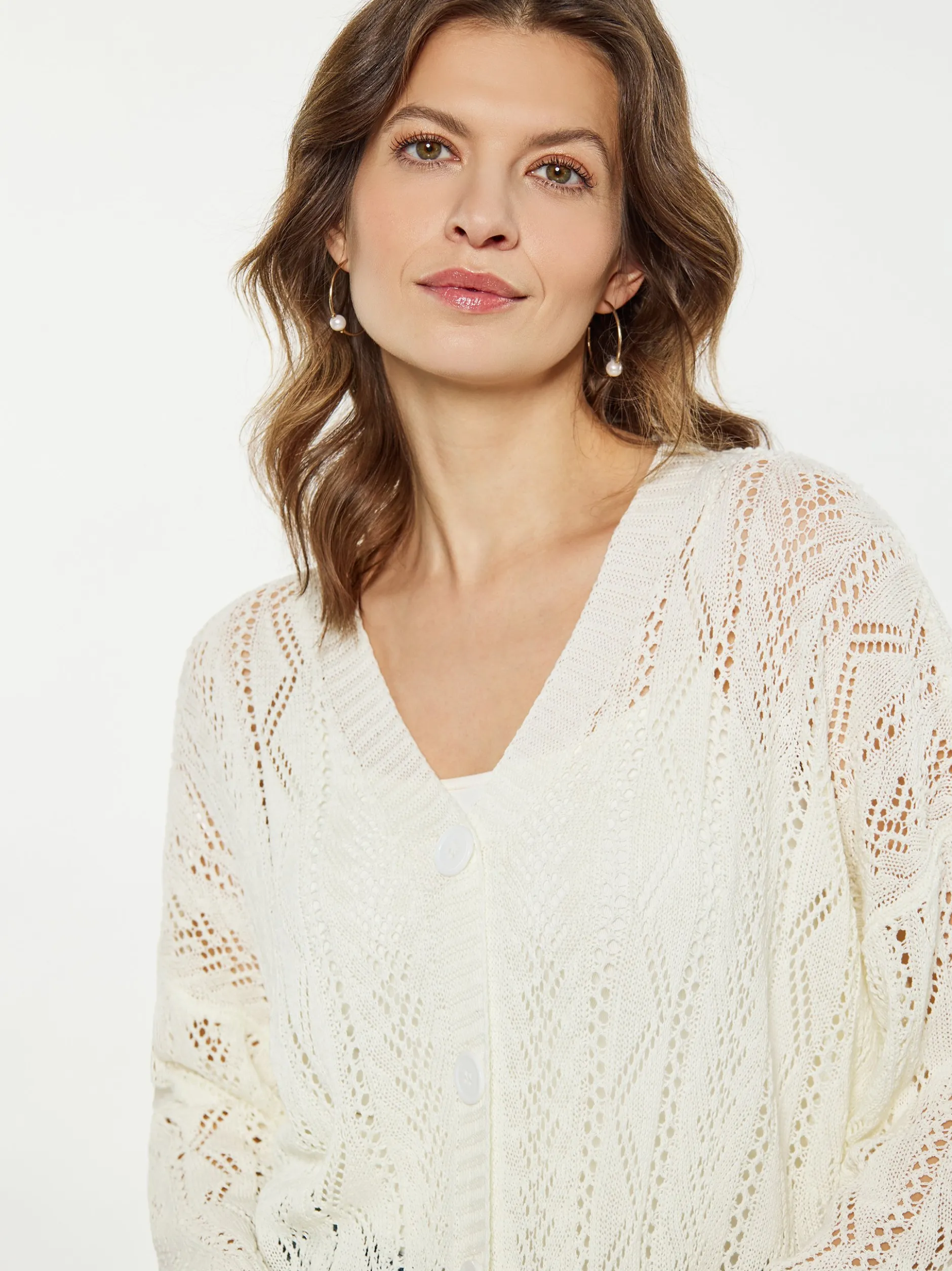 Usha Damen Strickjacke in ecru