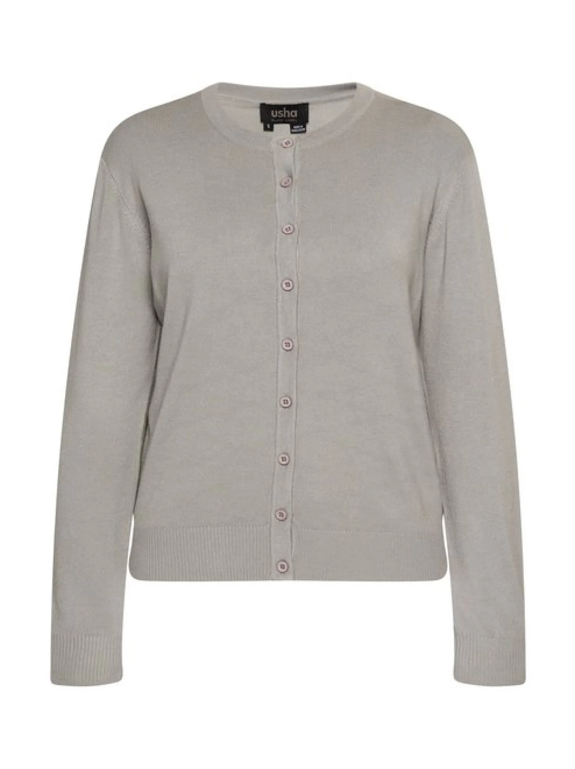 Usha Damen Strickjacke in grau - Ausschnitt: Rundhals