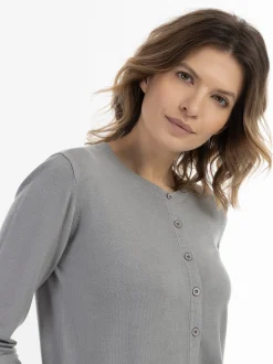 Usha Damen Strickjacke in grau - Ausschnitt: Rundhals