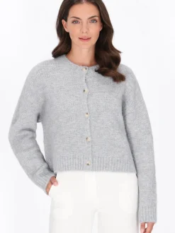 Usha Damen Strickjacke in grau - Ausschnitt: Rundhals