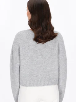 Usha Damen Strickjacke in grau - Ausschnitt: Rundhals