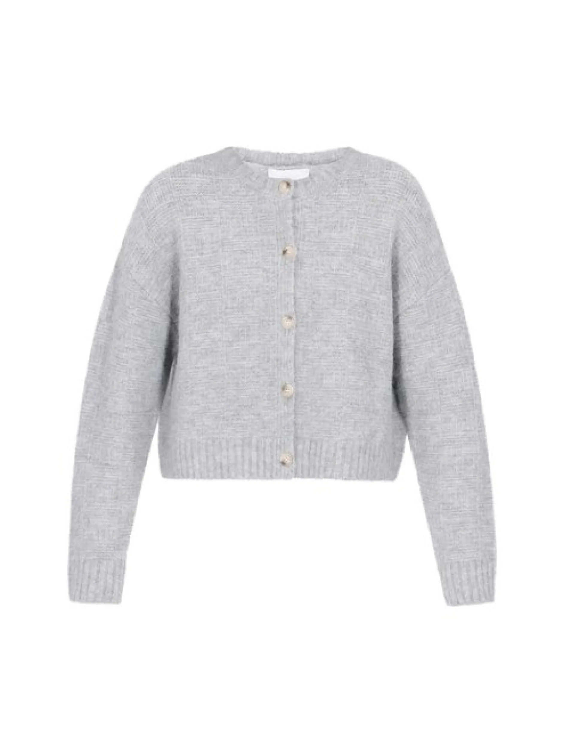 Usha Damen Strickjacke in grau - Ausschnitt: Rundhals