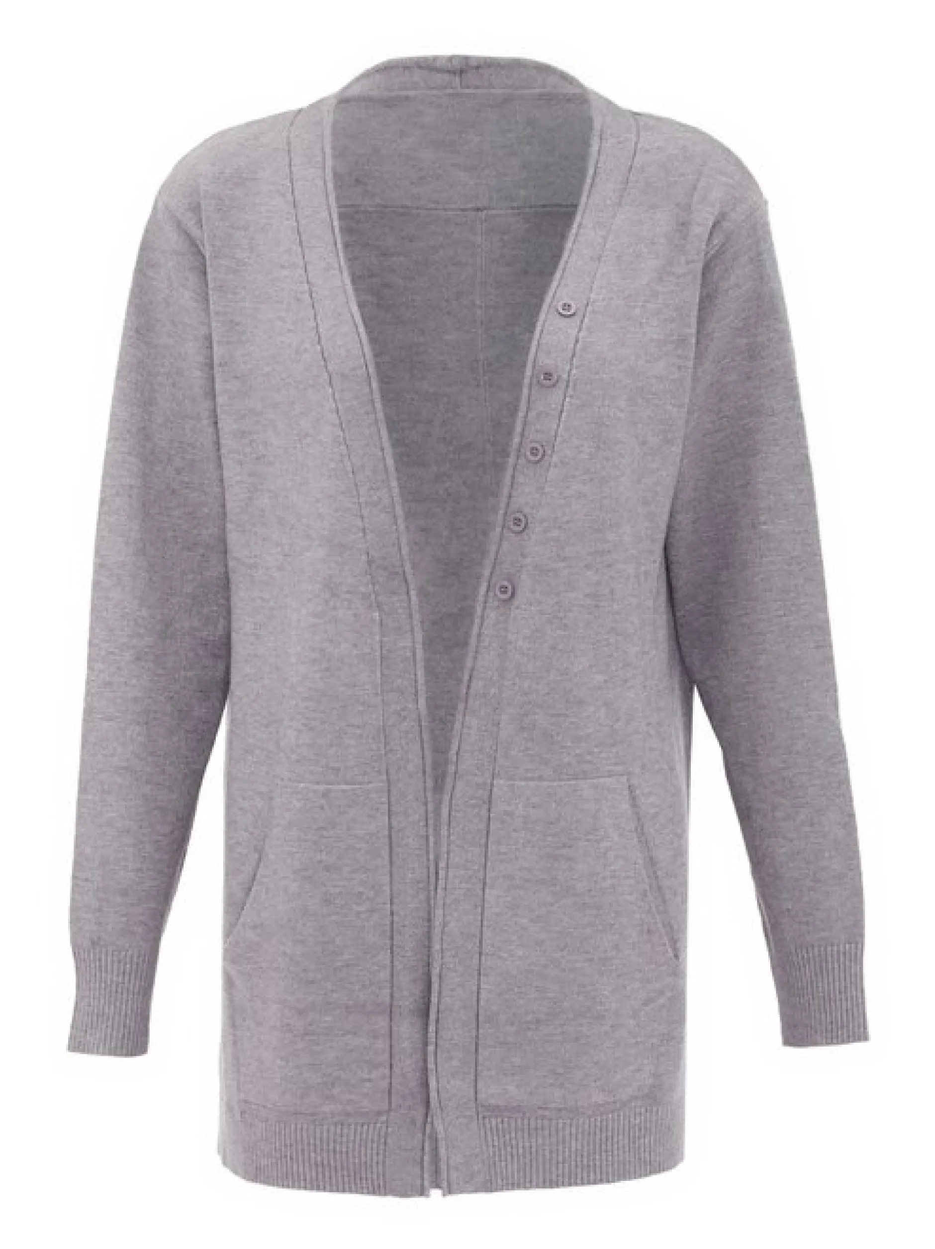 Usha Damen Strickjacke in grau - Ausschnitt: Rundhals