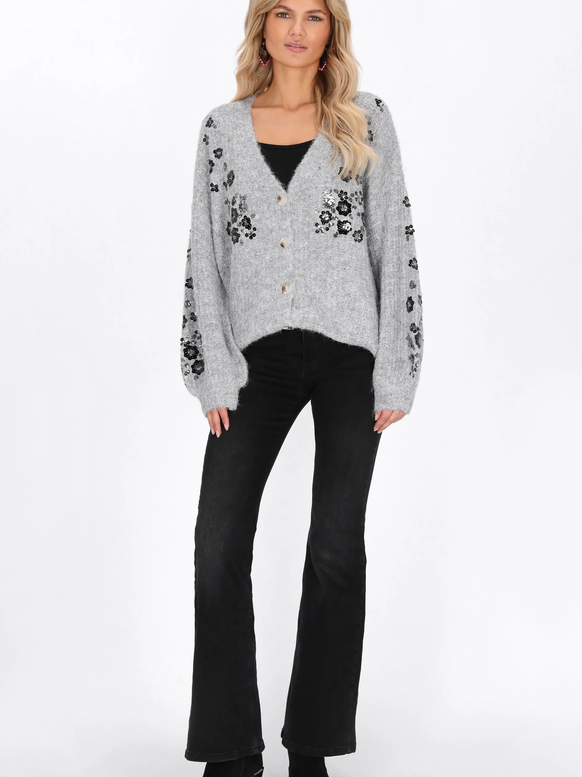 Usha Damen Strickjacke in grau