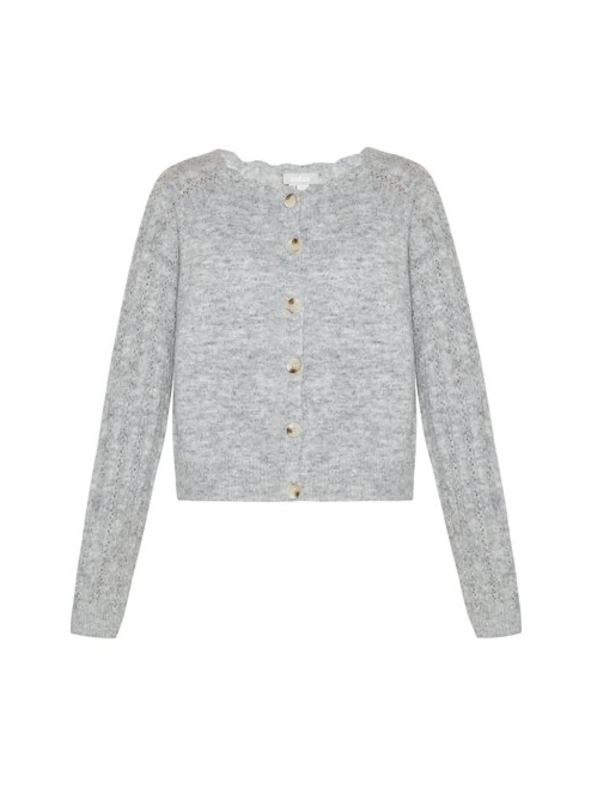 Usha Damen Strickjacke in grau - Ausschnitt: Rundhals