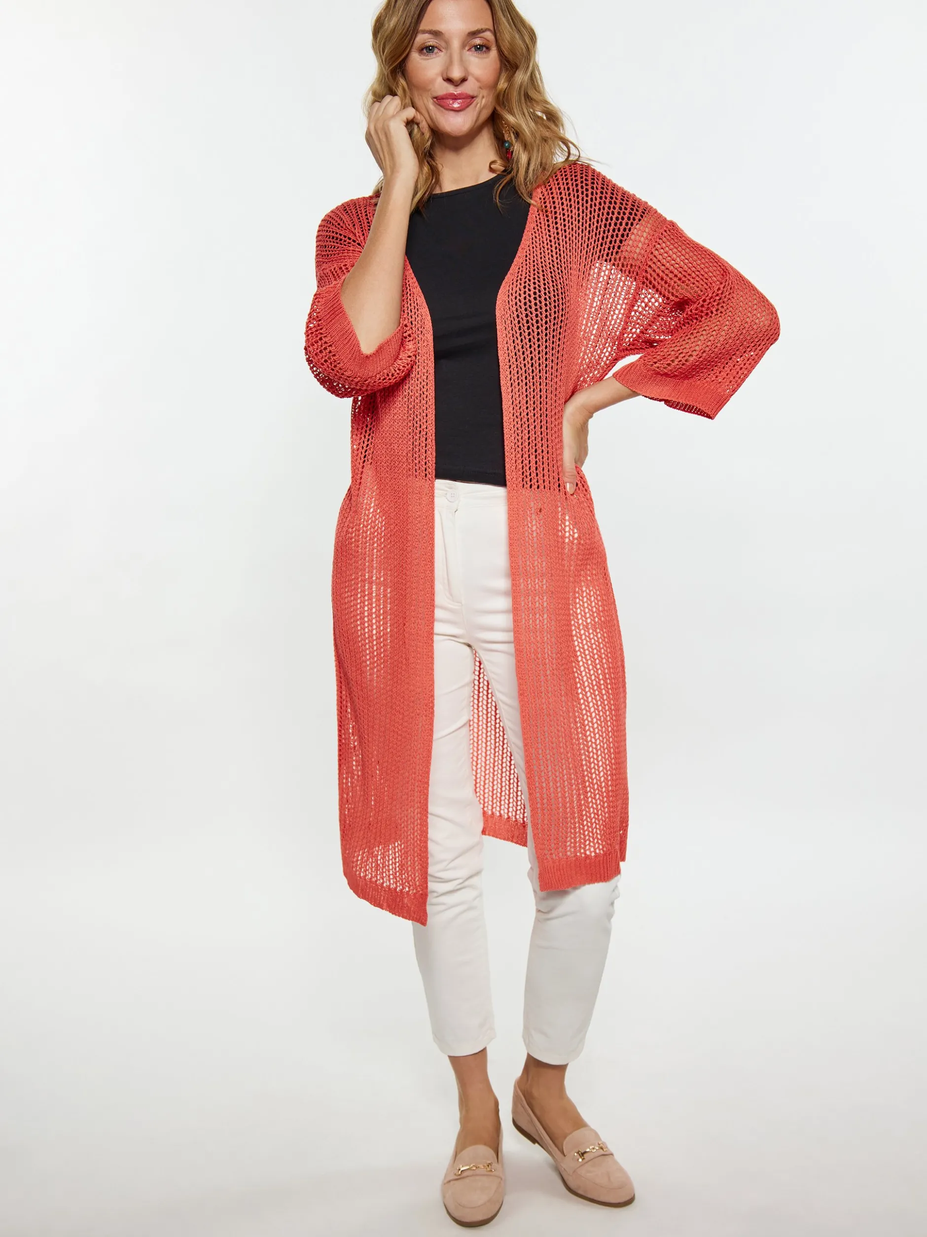 Usha Damen Strickjacke in koralle