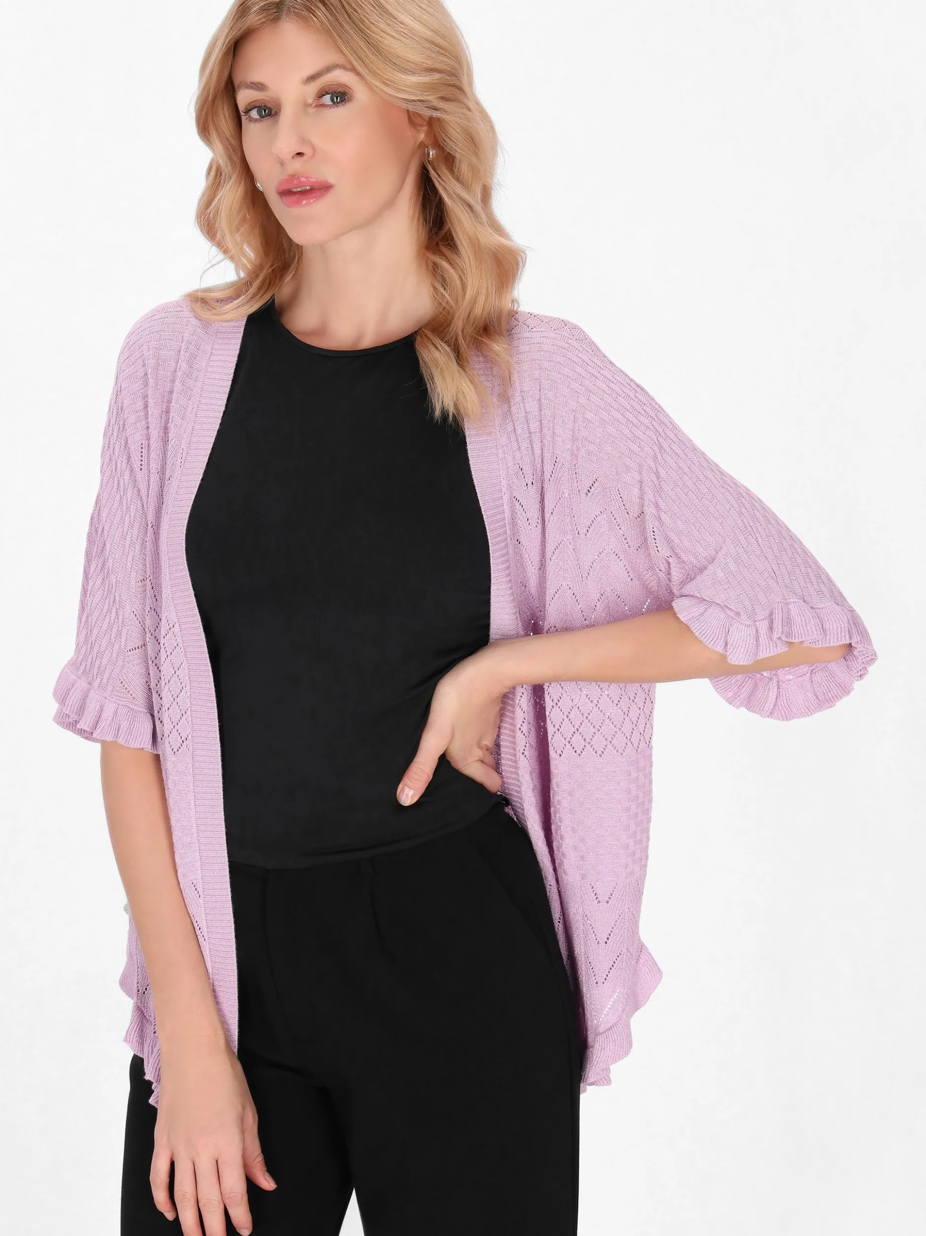 Usha Damen Strickjacke in lila