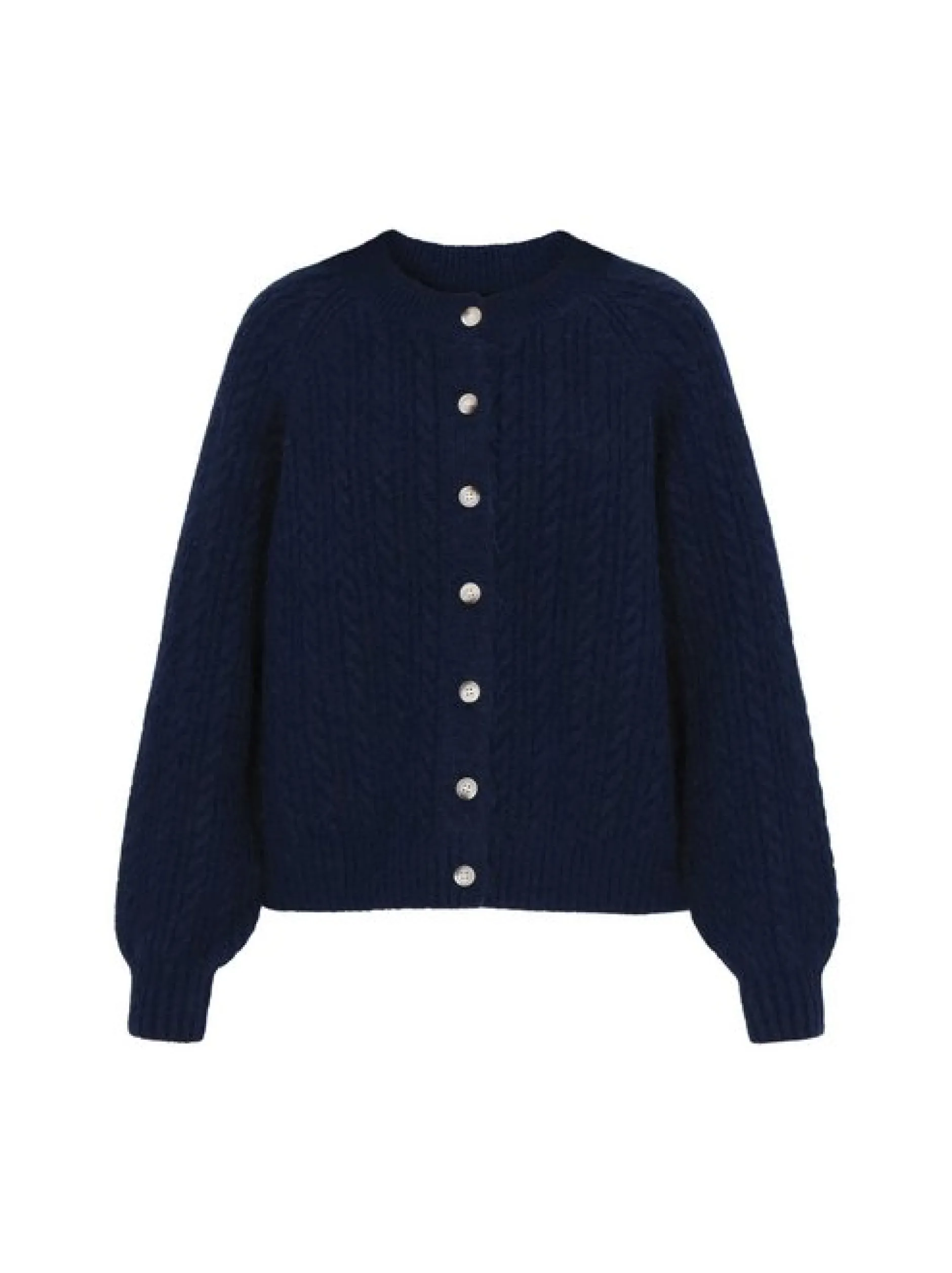 Usha Damen Strickjacke in marine - Ausschnitt: Rundhals