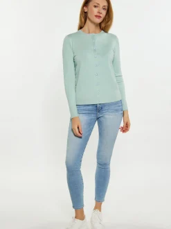 Usha Damen Strickjacke in mint - Ausschnitt: Rundhals
