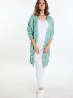 Usha Damen Strickjacke in mint - Ausschnitt: ohne Kragen