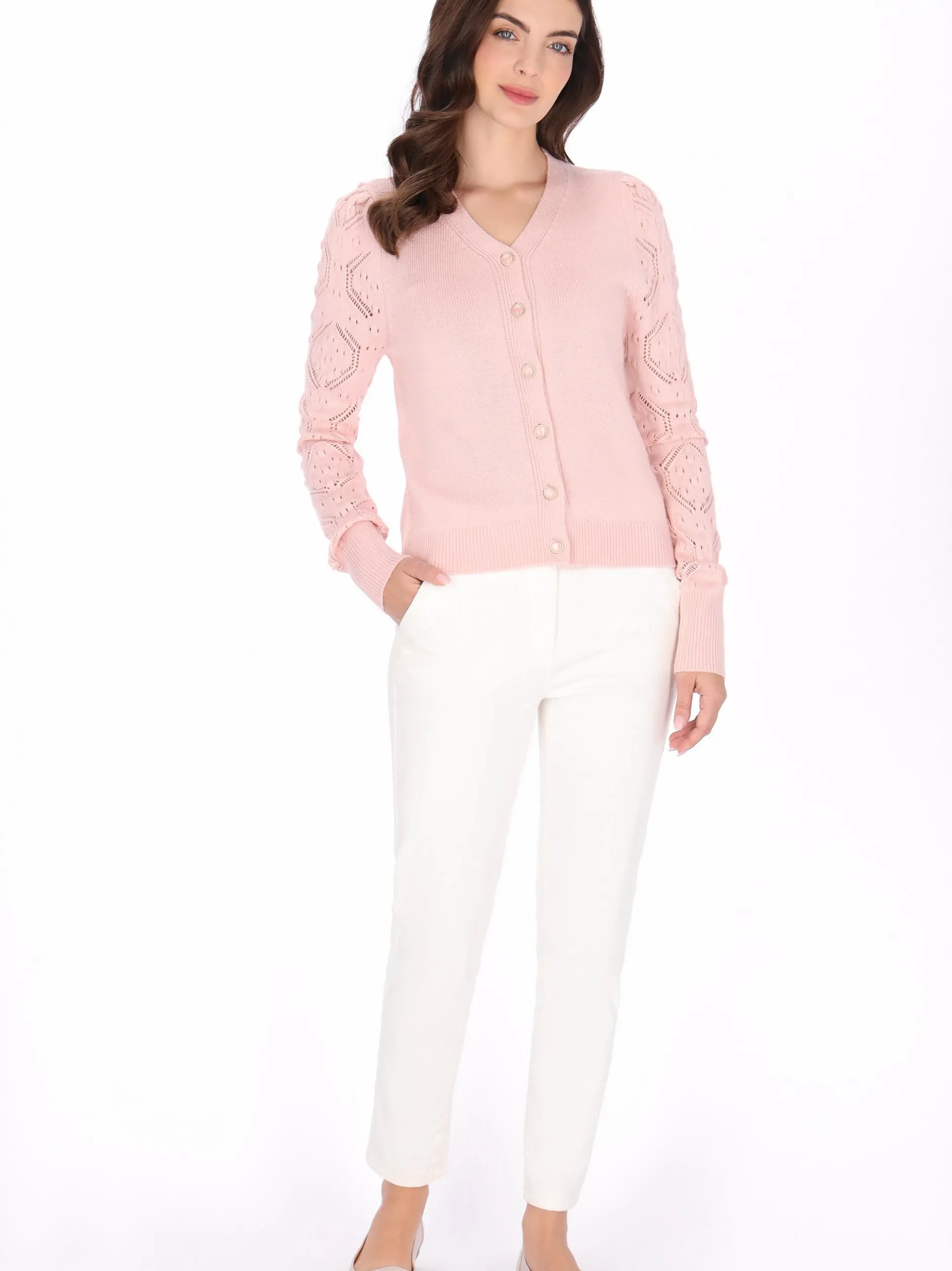 Usha Damen Strickjacke in rosa
