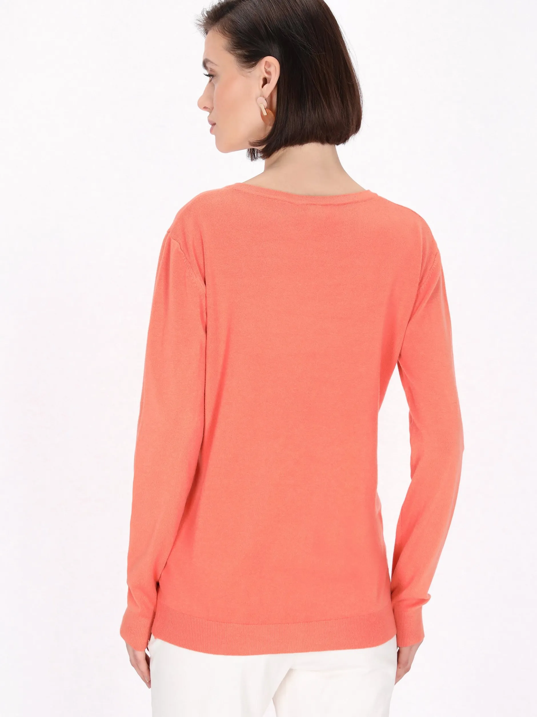 Usha Damen Strickjacke in rosa - Ausschnitt: Rundhals