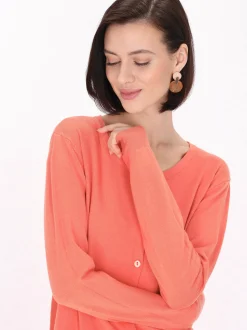 Usha Damen Strickjacke in rosa - Ausschnitt: Rundhals