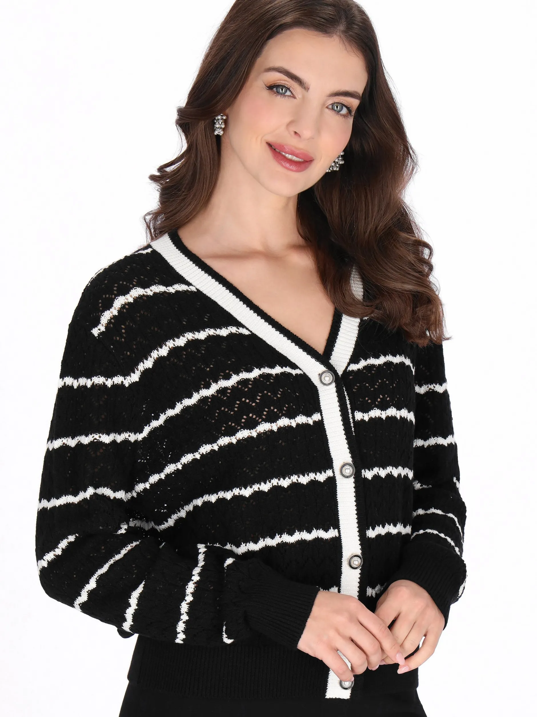 Usha Damen Strickjacke in schwarz