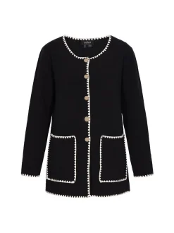 Usha Damen Strickjacke in schwarz - Ausschnitt: Rundhals