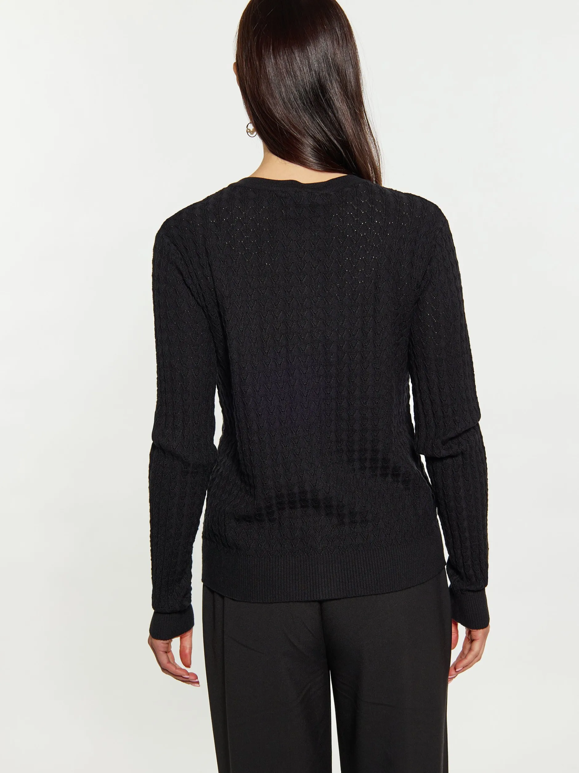 Usha Damen Strickjacke in schwarz - Ausschnitt: Rundhals