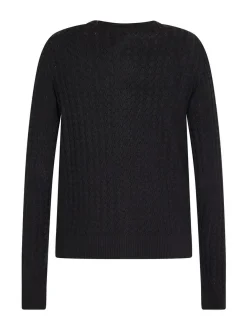 Usha Damen Strickjacke in schwarz - Ausschnitt: Rundhals