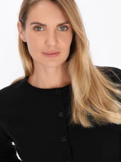 Usha Damen Strickjacke in schwarz - Ausschnitt: Rundhals