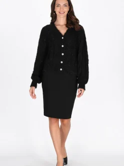 Usha Damen Strickjacke in schwarz