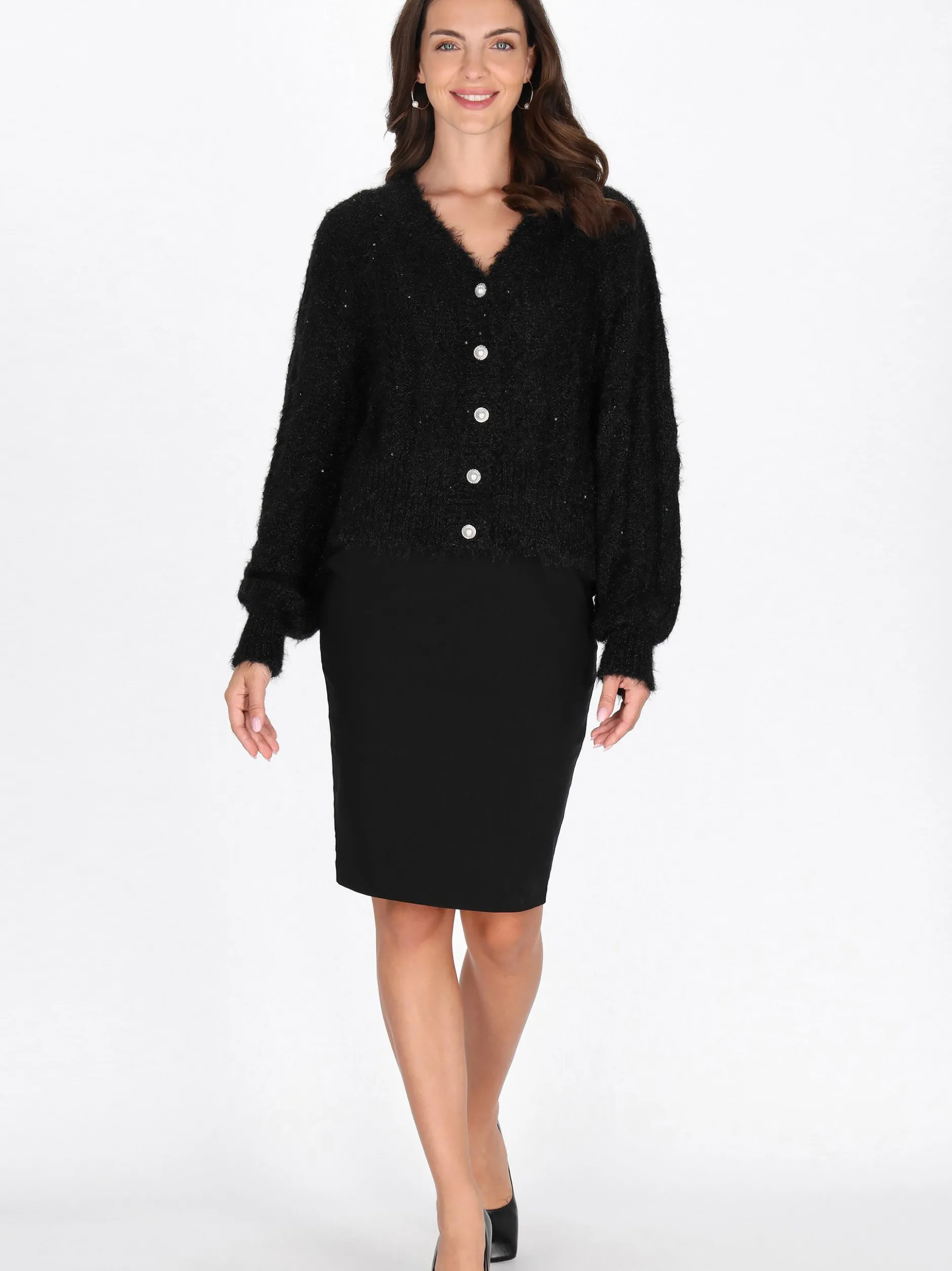 Usha Damen Strickjacke in schwarz