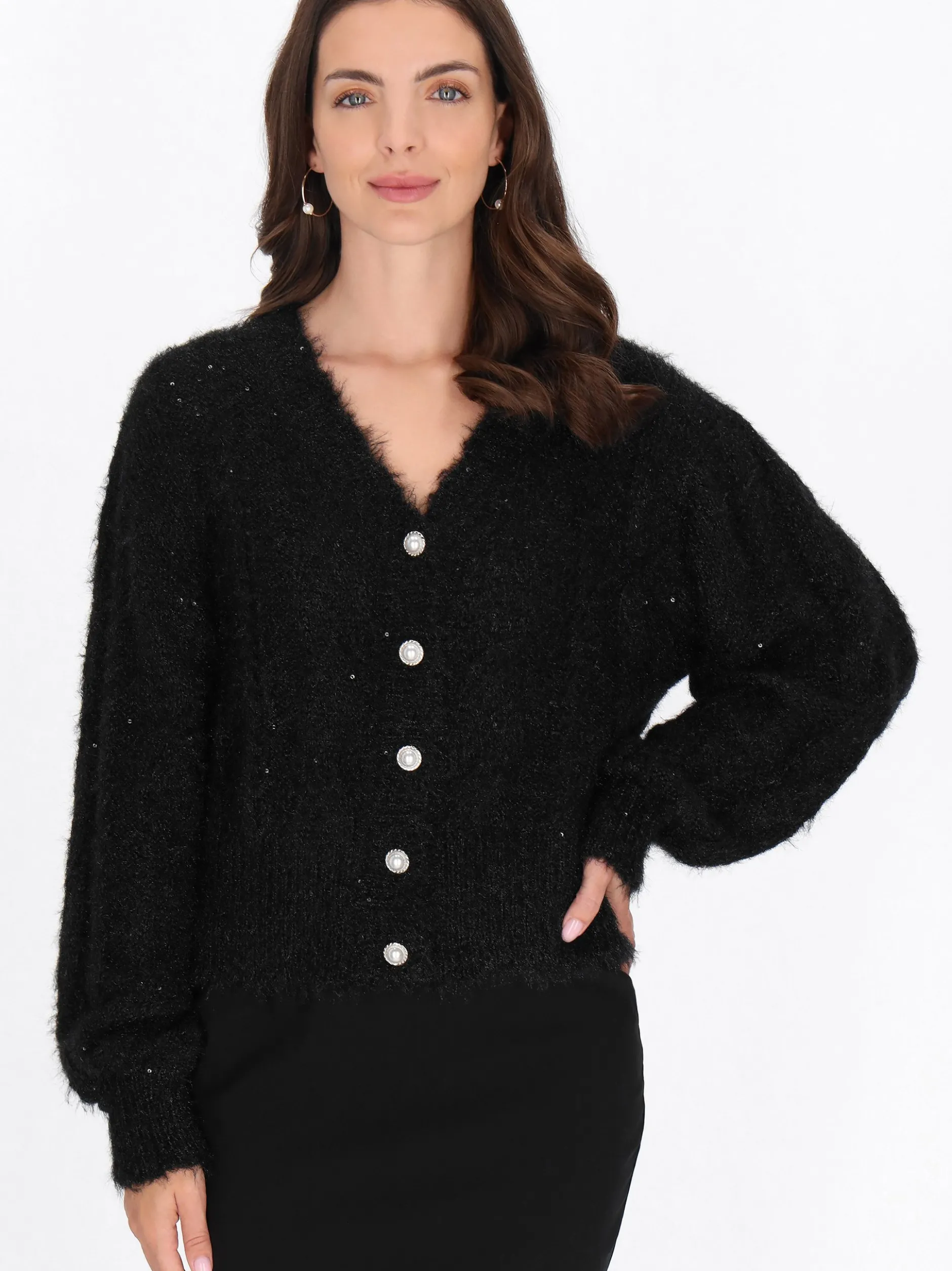 Usha Damen Strickjacke in schwarz