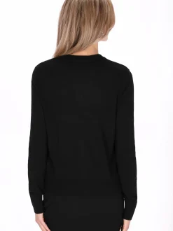 Usha Damen Strickjacke in schwarz - Ausschnitt: Rundhals