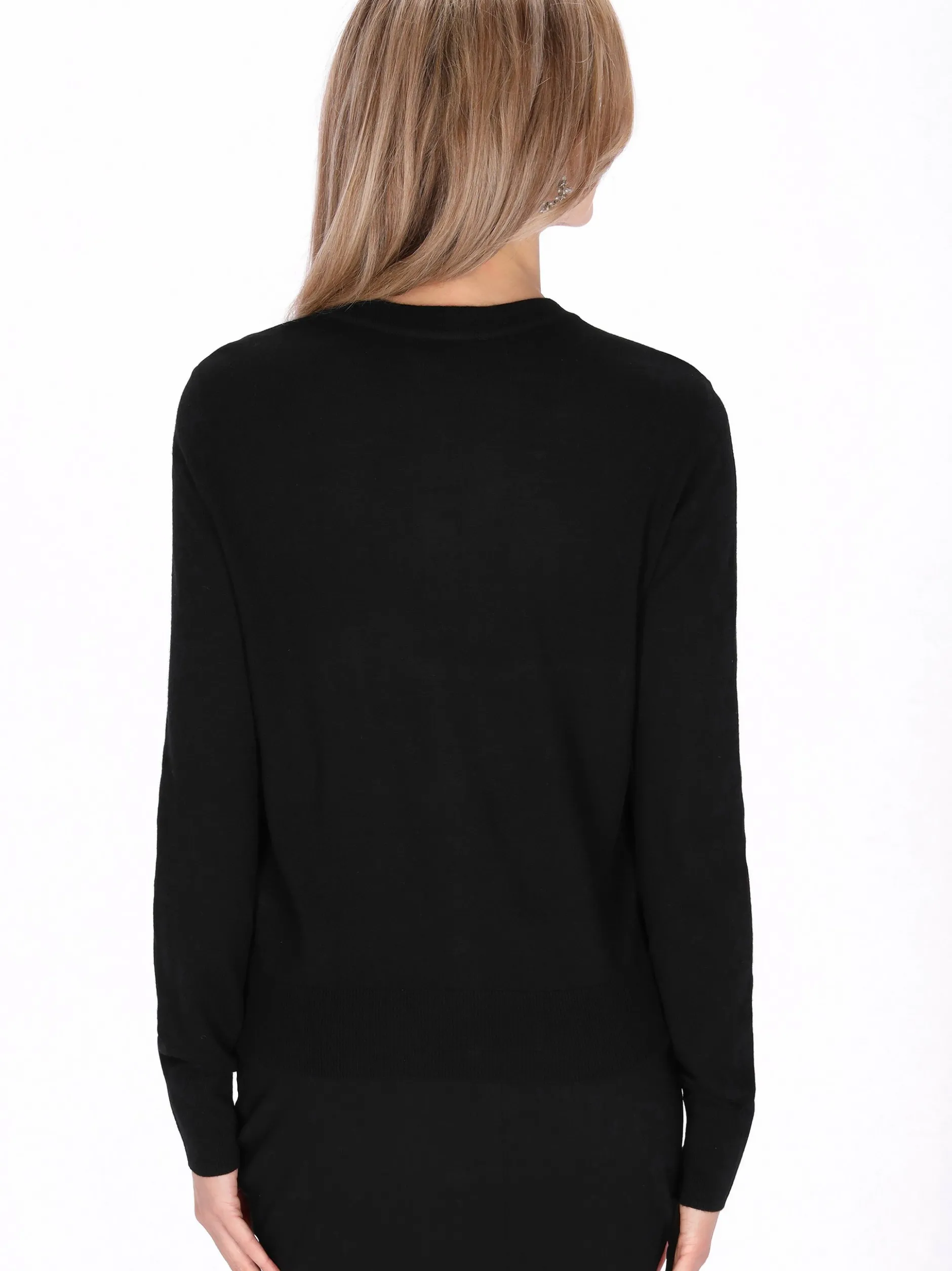 Usha Damen Strickjacke in schwarz - Ausschnitt: Rundhals